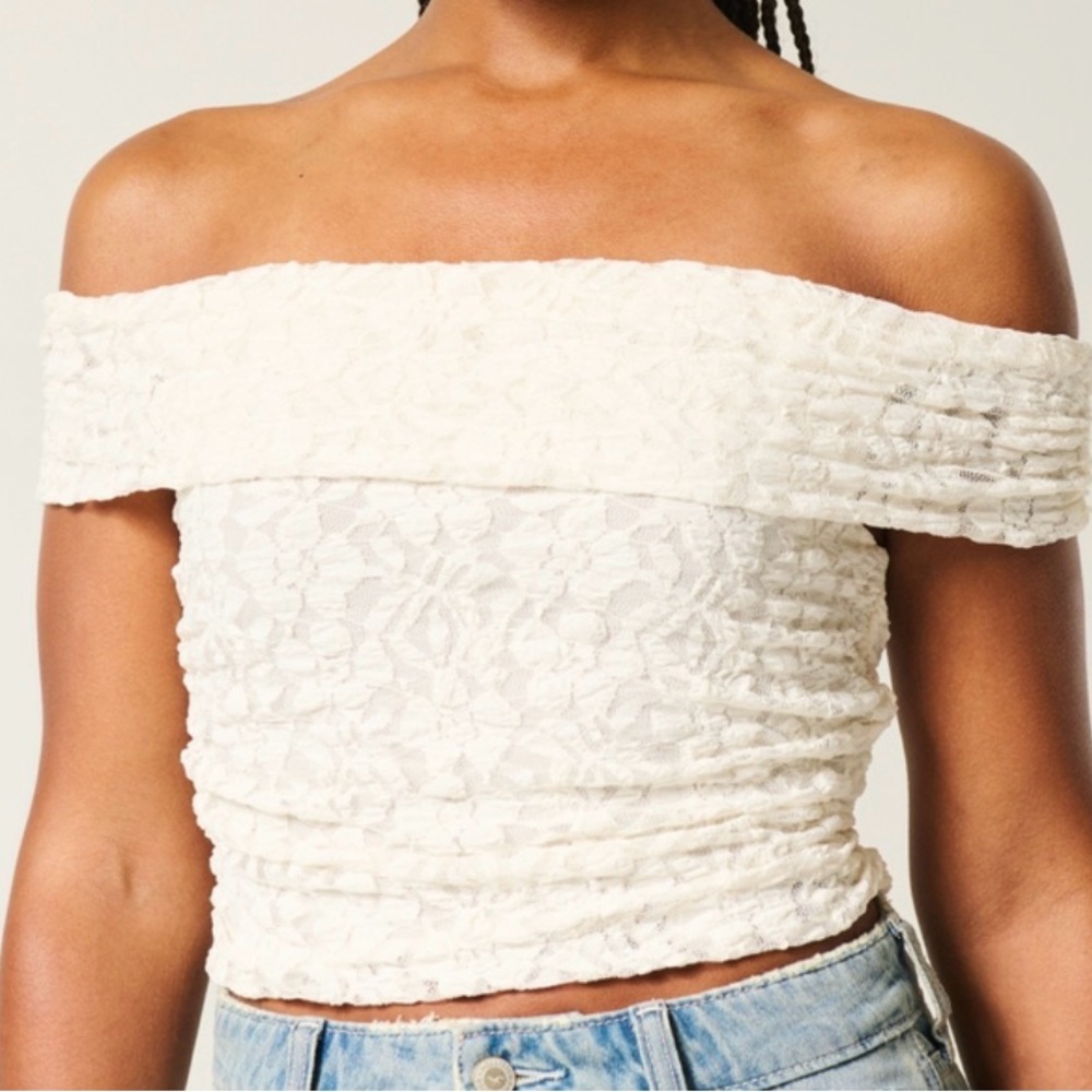 Off-Shoulder Lace Women Top - White